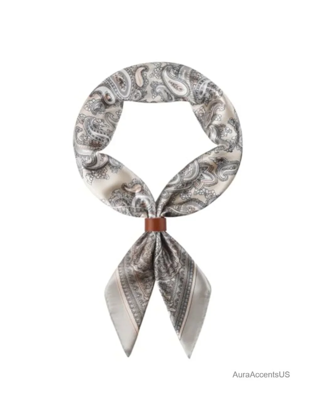 23.6 Inches Square Bandana Wild Rag Cowboy Scarf with Leather Buckle